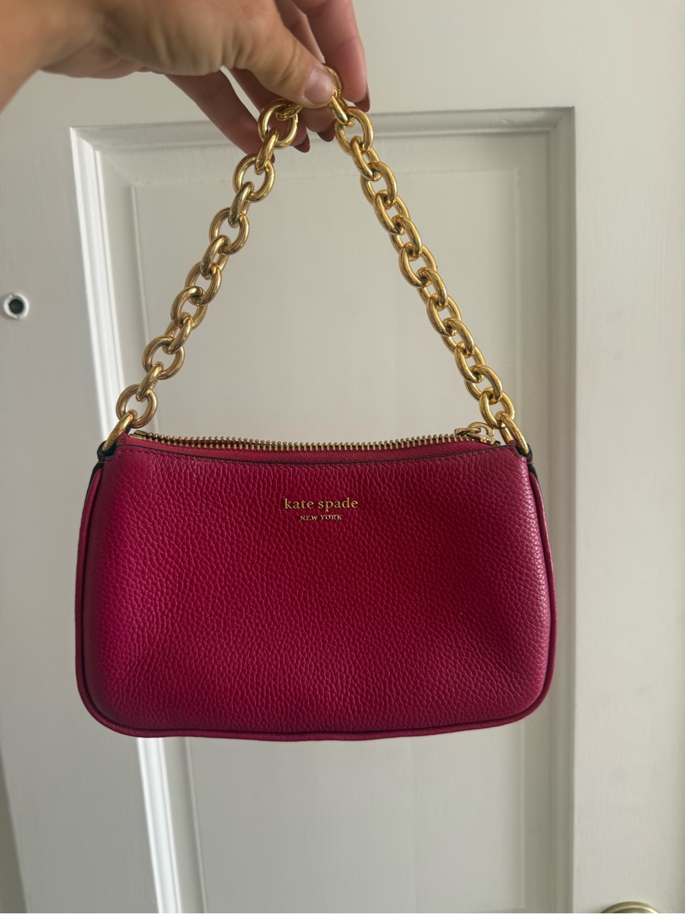 Kate Spade New York Pink Jolie Small Convertible Pebbled Leather Bag